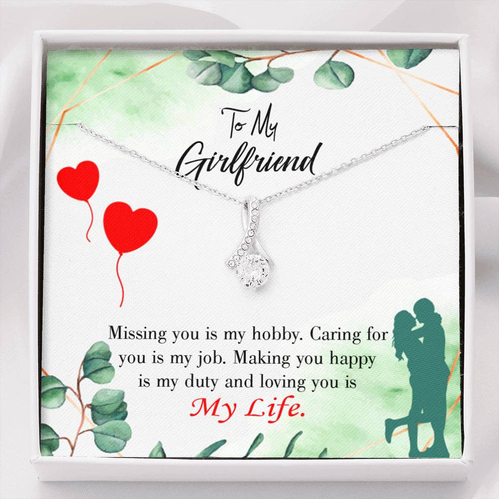Girlfriend Gift Hobby Job Life Eternity Ribbon Stone Pendant 14K White Gold Stainless Steel Jewelry Gift  - Alluring Beauty Necklace Gift For Her