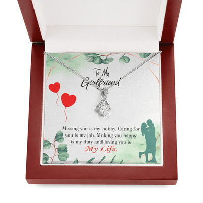 Girlfriend Gift Hobby Job Life Eternity Ribbon Stone Pendant 14K White Gold Stainless Steel Jewelry Gift  - Alluring Beauty Necklace Gift For Her