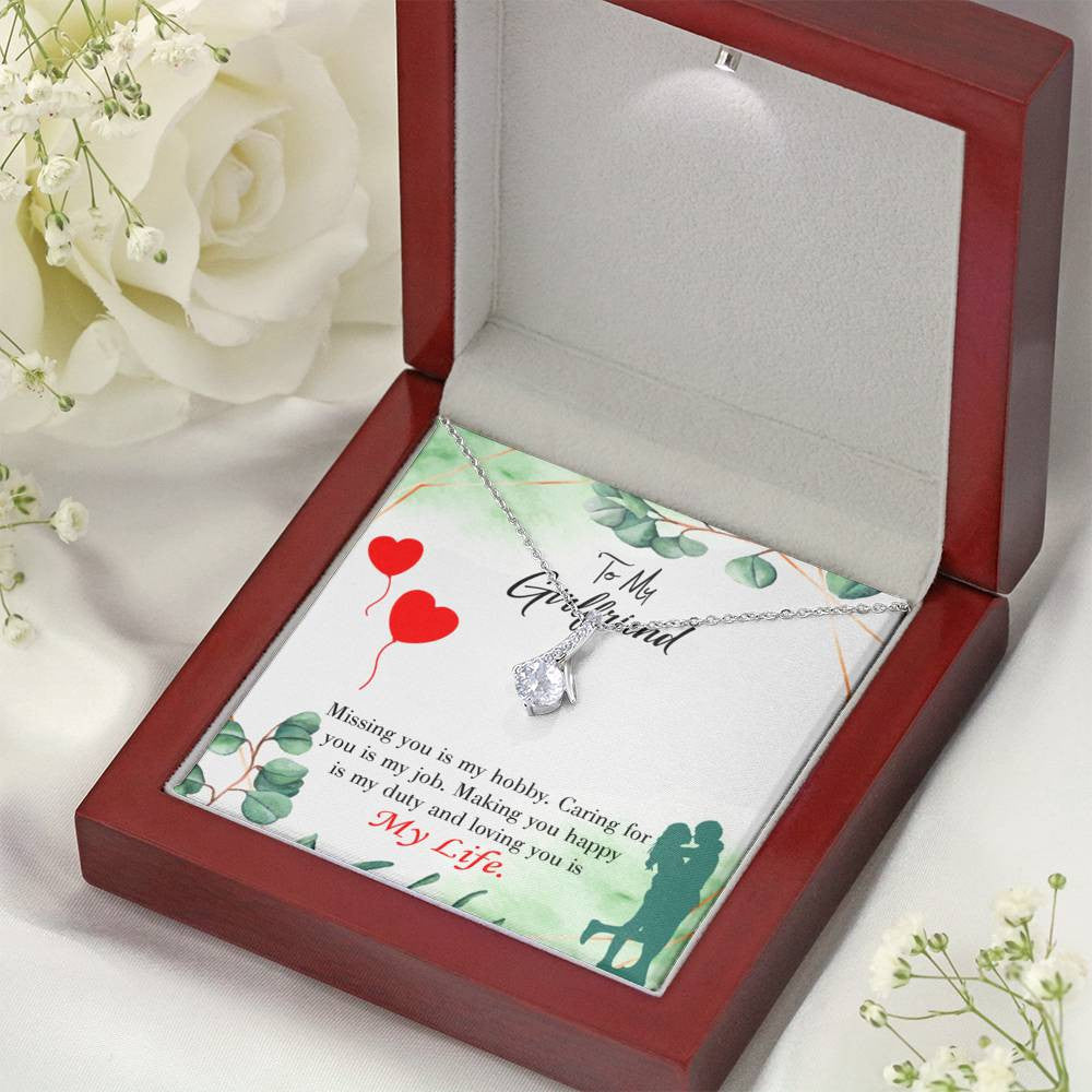 Girlfriend Gift Hobby Job Life Eternity Ribbon Stone Pendant 14K White Gold Stainless Steel Jewelry Gift  - Alluring Beauty Necklace Gift For Her