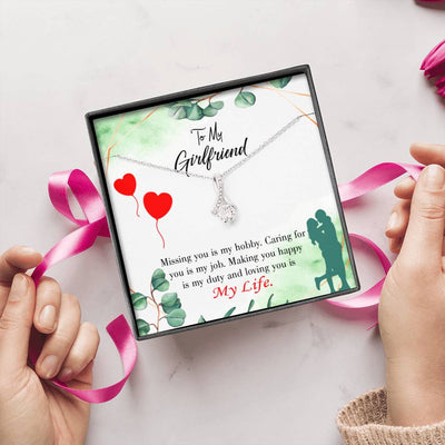 Girlfriend Gift Hobby Job Life Eternity Ribbon Stone Pendant 14K White Gold Stainless Steel Jewelry Gift  - Alluring Beauty Necklace Gift For Her