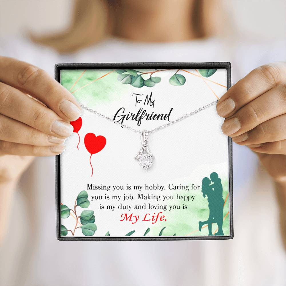 Girlfriend Gift Hobby Job Life Eternity Ribbon Stone Pendant 14K White Gold Stainless Steel Jewelry Gift  - Alluring Beauty Necklace Gift For Her