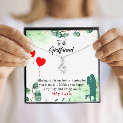 Girlfriend Gift Hobby Job Life Eternity Ribbon Stone Pendant 14K White Gold Stainless Steel Jewelry Gift  - Alluring Beauty Necklace Gift For Her