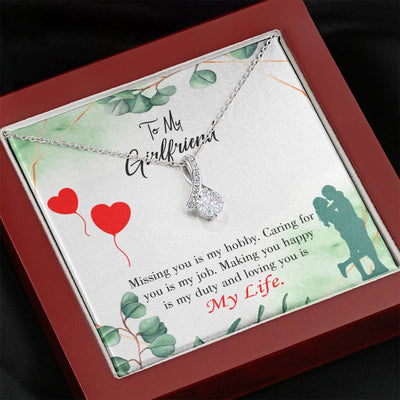 Girlfriend Gift Hobby Job Life Eternity Ribbon Stone Pendant 14K White Gold Stainless Steel Jewelry Gift  - Alluring Beauty Necklace Gift For Her