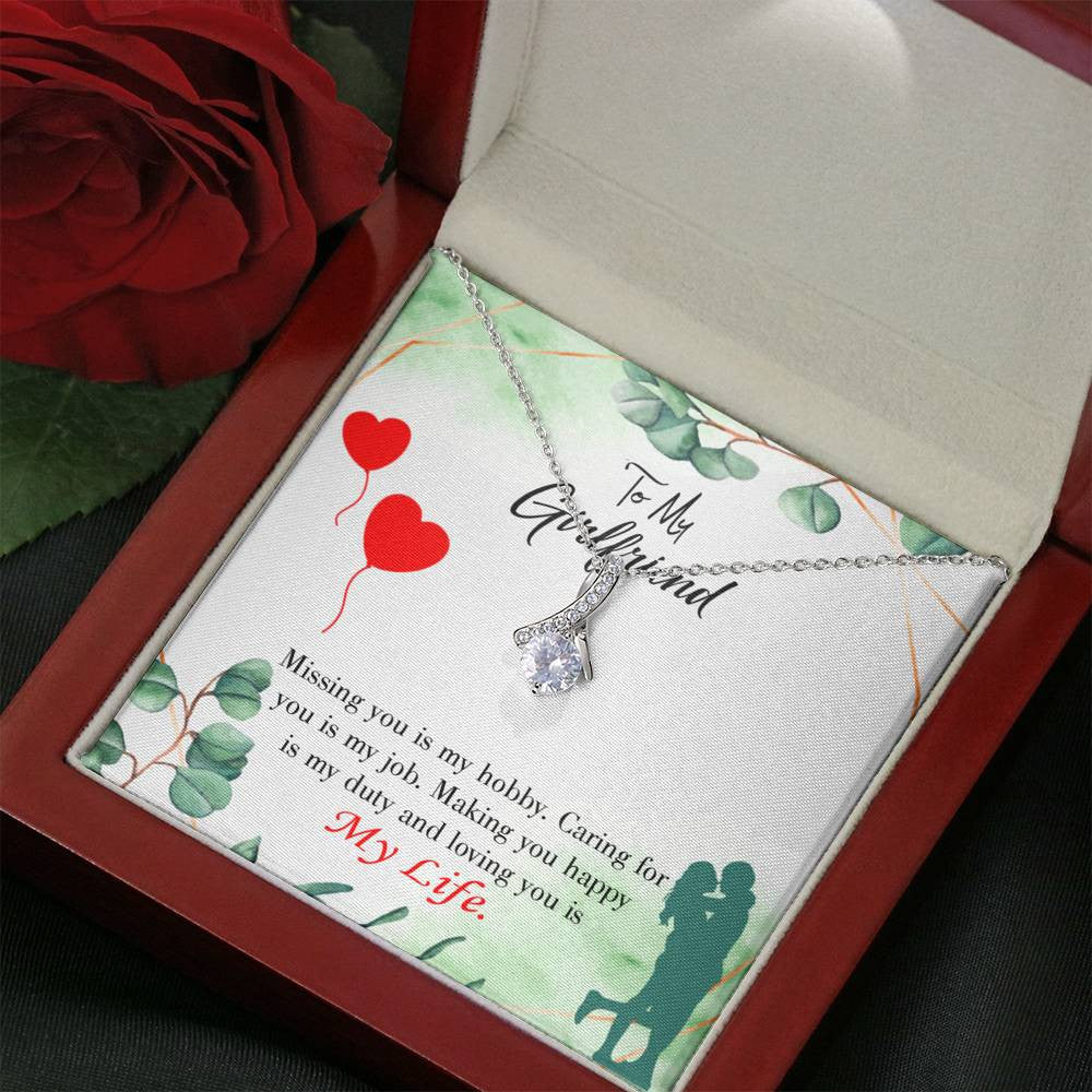 Girlfriend Gift Hobby Job Life Eternity Ribbon Stone Pendant 14K White Gold Stainless Steel Jewelry Gift  - Alluring Beauty Necklace Gift For Her