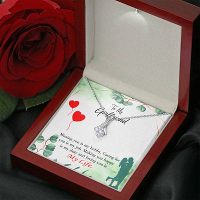 Girlfriend Gift Hobby Job Life Eternity Ribbon Stone Pendant 14K White Gold Stainless Steel Jewelry Gift  - Alluring Beauty Necklace Gift For Her