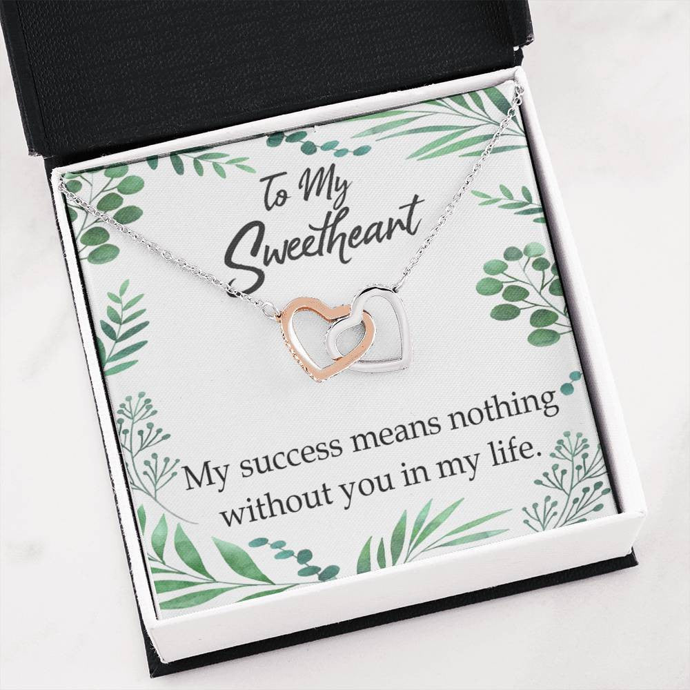 Gift To Wife My Success Means Nothing Without You Inseparable Necklace Pendant 18k Rose Gold Finish 16� - Interlocking Hearts Necklace