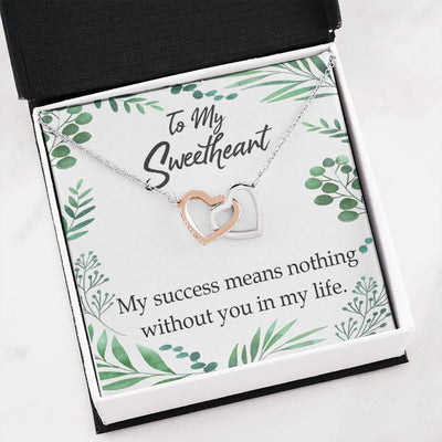 Gift To Wife My Success Means Nothing Without You Inseparable Necklace Pendant 18k Rose Gold Finish 16� - Interlocking Hearts Necklace