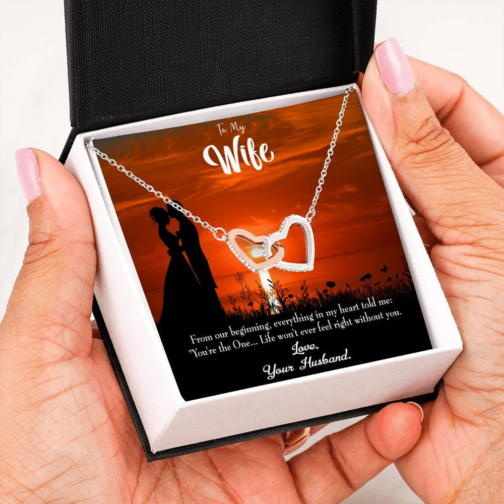 Wife Gift For Wife Birthday You're The One! Inseparable Love Pendant 18k Rose Gold Finish 16� - Interlocking Hearts Necklace