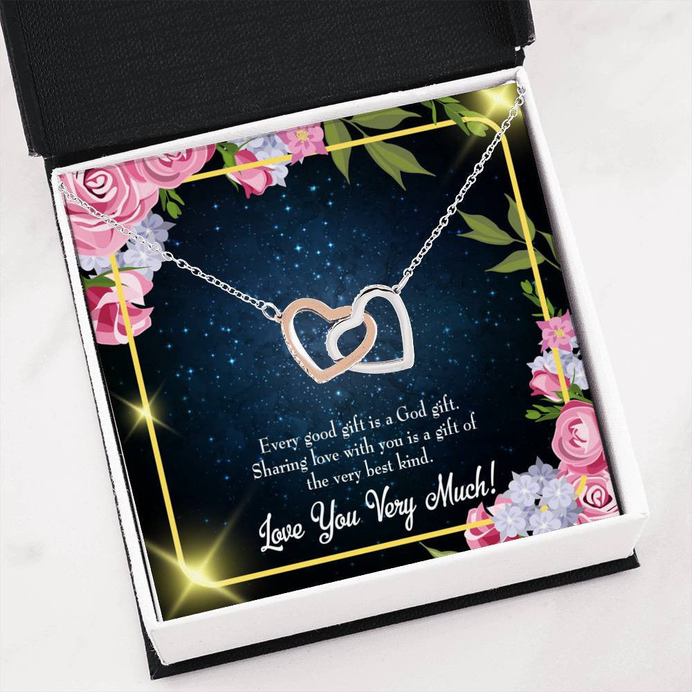 Wife Gift For Wife Birthday Every Good Gift Inseparable Love Pendant 18k Rose Gold Finish 16� - Interlocking Hearts Necklace