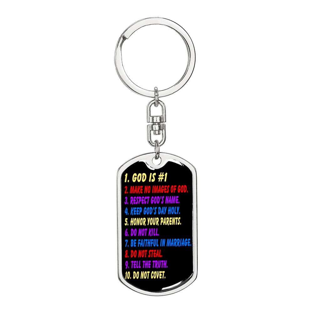 10 Commandments For Kids Keychain Dog Tag Keyring - Dog Tag with Swivel Keychain