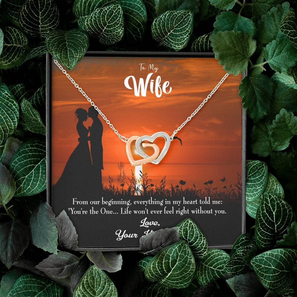 Wife Gift For Wife Birthday You're The One! Inseparable Love Pendant 18k Rose Gold Finish 16� - Interlocking Hearts Necklace