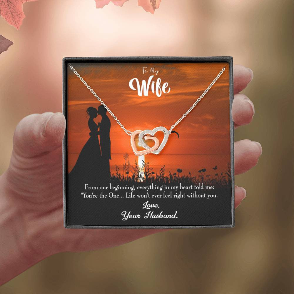 Wife Gift For Wife Birthday You're The One! Inseparable Love Pendant 18k Rose Gold Finish 16� - Interlocking Hearts Necklace