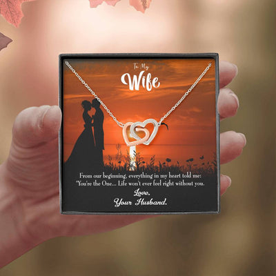 Wife Gift For Wife Birthday You're The One! Inseparable Love Pendant 18k Rose Gold Finish 16� - Interlocking Hearts Necklace
