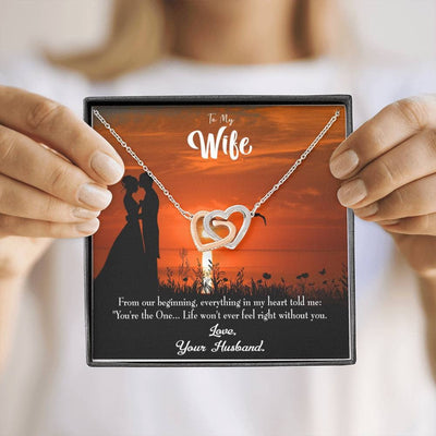 Wife Gift For Wife Birthday You're The One! Inseparable Love Pendant 18k Rose Gold Finish 16� - Interlocking Hearts Necklace