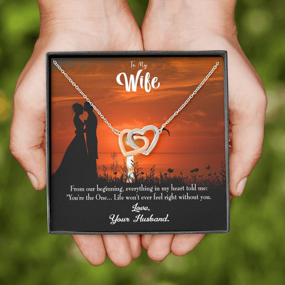 Wife Gift For Wife Birthday You're The One! Inseparable Love Pendant 18k Rose Gold Finish 16� - Interlocking Hearts Necklace