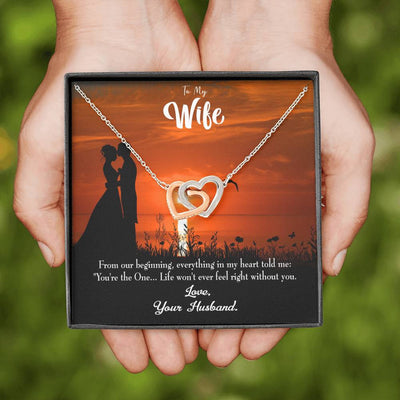 Wife Gift For Wife Birthday You're The One! Inseparable Love Pendant 18k Rose Gold Finish 16� - Interlocking Hearts Necklace