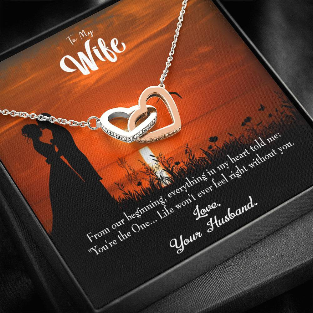 Wife Gift For Wife Birthday You're The One! Inseparable Love Pendant 18k Rose Gold Finish 16� - Interlocking Hearts Necklace