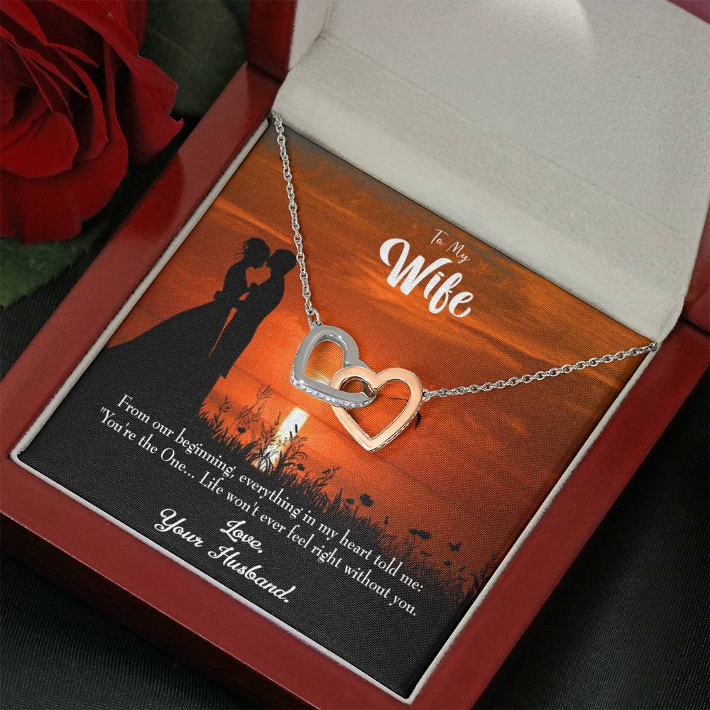 Wife Gift For Wife Birthday You're The One! Inseparable Love Pendant 18k Rose Gold Finish 16� - Interlocking Hearts Necklace