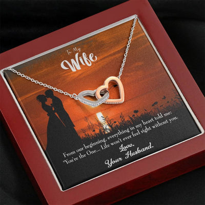 Wife Gift For Wife Birthday You're The One! Inseparable Love Pendant 18k Rose Gold Finish 16� - Interlocking Hearts Necklace