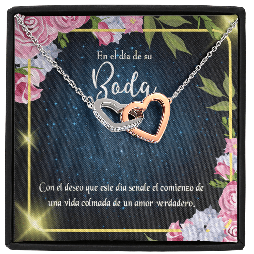 Wife Gift For Wife Birthday En El D�a De Su Boda Inseparable Love Pendant 18k Rose Gold Finish 16� - Interlocking Hearts Necklace
