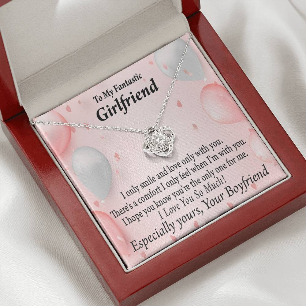 To My Girlfriend The Only One For Me Love Knot Pendant Necklace Stainless Steel W Cz Stone - Luxury Love Knot Necklace Meanful Gift Idea For Her/Him