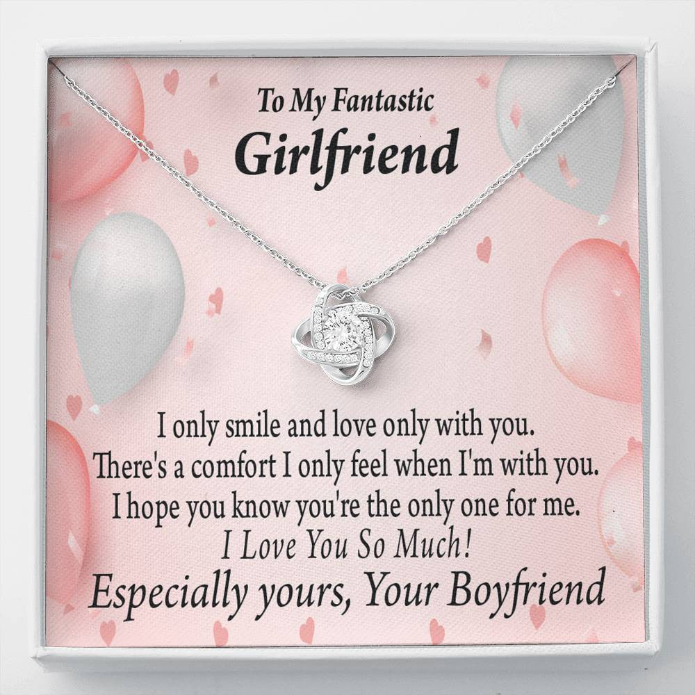 To My Girlfriend The Only One For Me Love Knot Pendant Necklace Stainless Steel W Cz Stone - Luxury Love Knot Necklace Meanful Gift Idea For Her/Him
