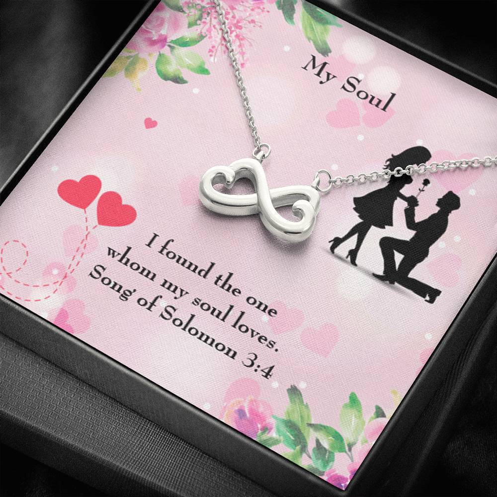 Wife Fiancee Girlfriend Giftmy Soull Infinity Pendant Stainless Steel Necklace Bible Verse Message - Infinity Love Necklace