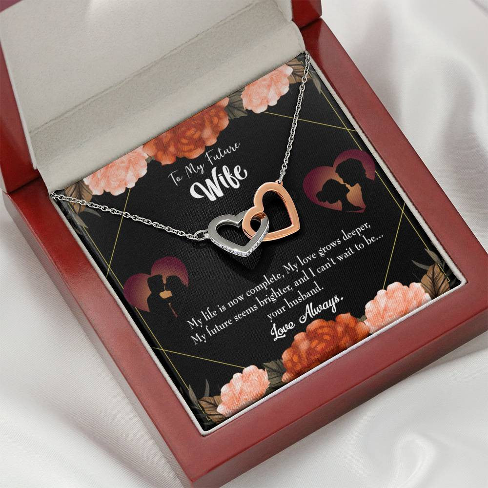 Wife Gift For Wife Birthday To My Future Wife Inseparable Love Pendant 18k Rose Gold Finish 16� - Interlocking Hearts Necklace