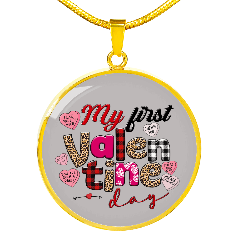 Girlfriend Gift 1st Valentine Circle Necklace Stainless Steel or 18k Gold 18-22 - Luxury Circle Pendant Bangle Bracelet Meanful Gift Idea For Her/Him