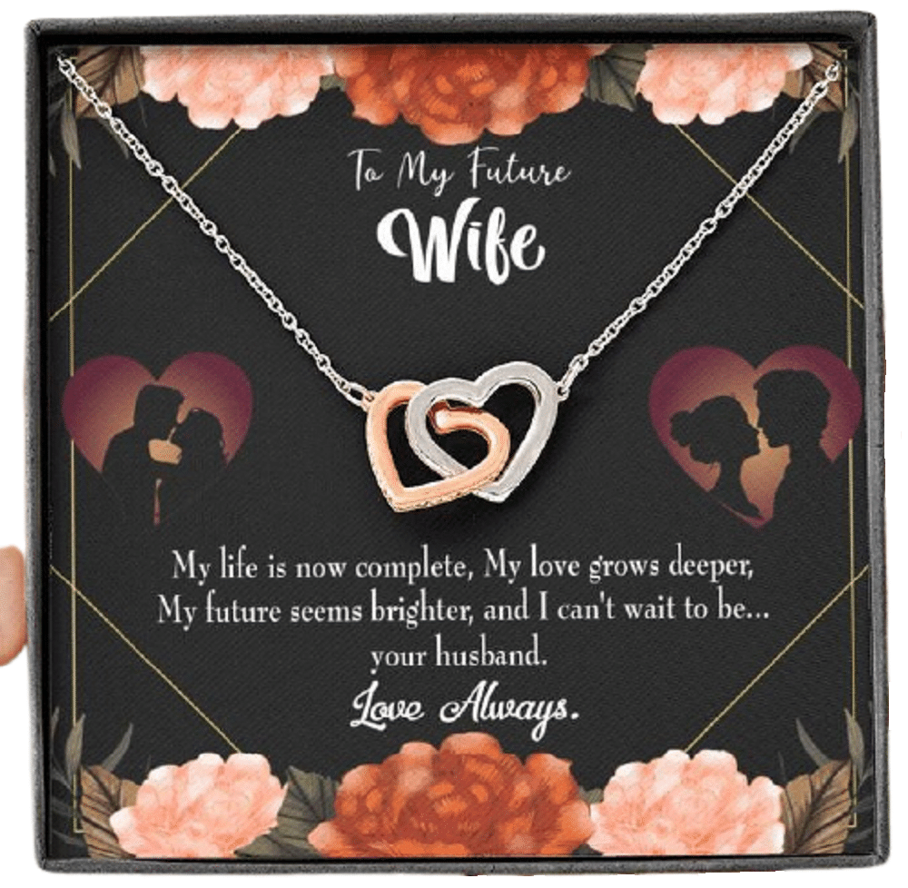 Wife Gift For Wife Birthday To My Future Wife Inseparable Love Pendant 18k Rose Gold Finish 16� - Interlocking Hearts Necklace