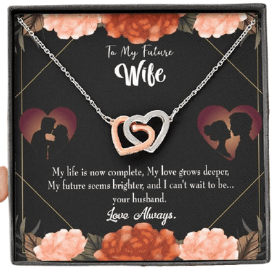 Wife Gift For Wife Birthday To My Future Wife Inseparable Love Pendant 18k Rose Gold Finish 16� - Interlocking Hearts Necklace