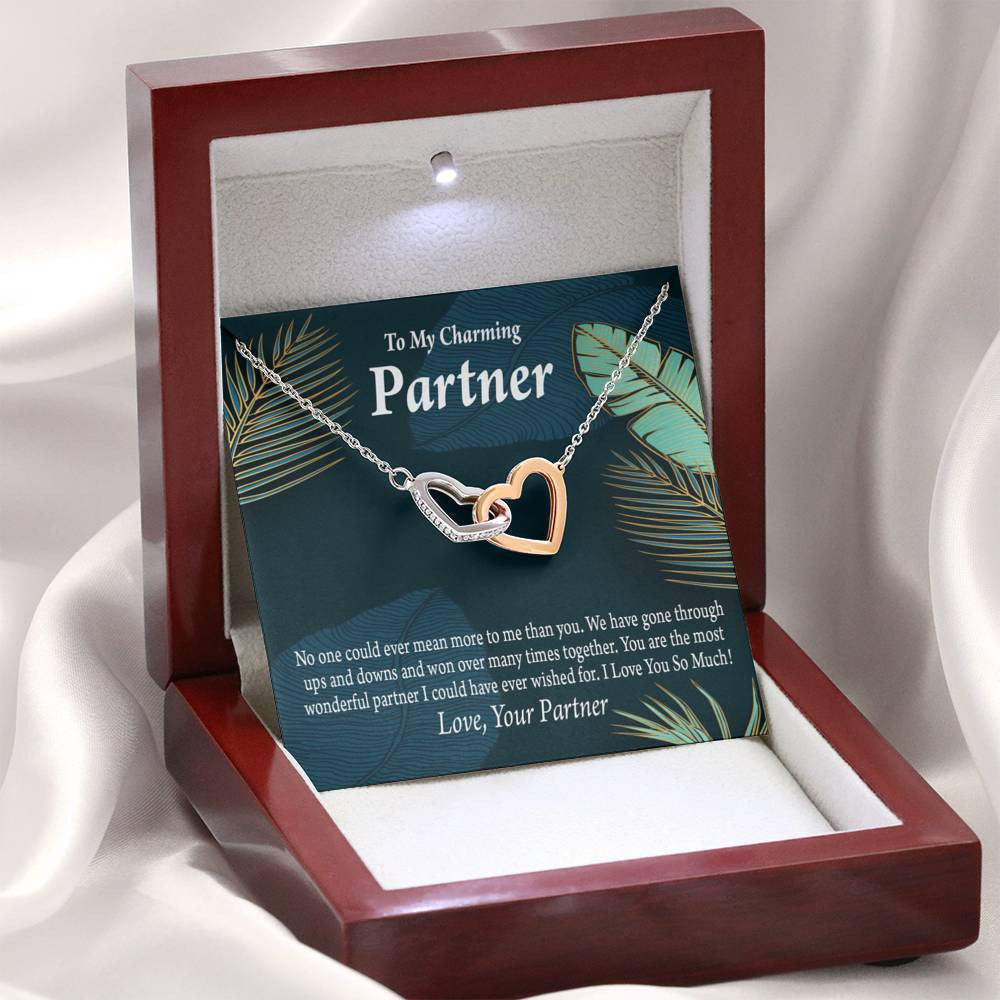 To My Partner Most Wonderful Partner Inseparable Pendant 18k Rose Gold Finish 16� Life Partner Keepsake Card - Interlocking Hearts Necklace