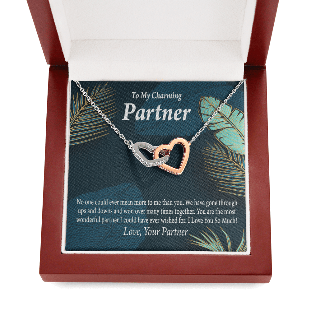To My Partner Most Wonderful Partner Inseparable Pendant 18k Rose Gold Finish 16� Life Partner Keepsake Card - Interlocking Hearts Necklace