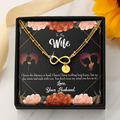 To My Wife Always On My Mind Infinity Bracelet With Initial Charms - Infinity Bracelet