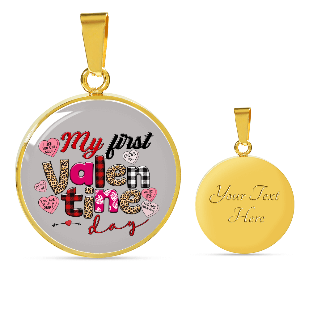 Girlfriend Gift 1st Valentine Circle Necklace Stainless Steel or 18k Gold 18-22 - Luxury Circle Pendant Bangle Bracelet Meanful Gift Idea For Her/Him