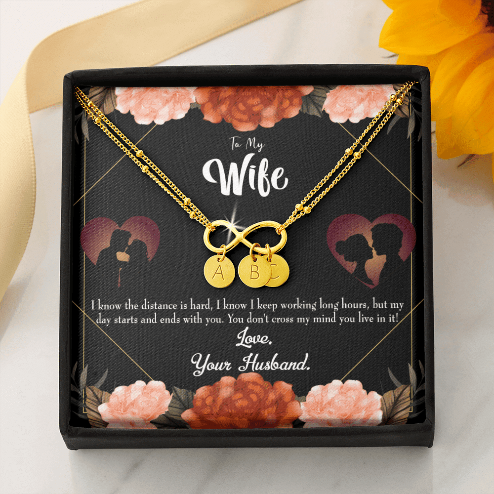 To My Wife Always On My Mind Infinity Bracelet With Initial Charms - Infinity Bracelet