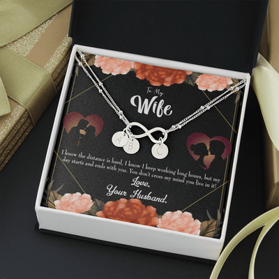 To My Wife Always On My Mind Infinity Bracelet With Initial Charms - Infinity Bracelet