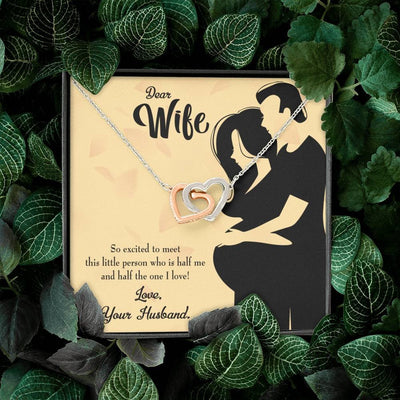 Wife Gift For Wife Birthday Expecting Baby Gift Inseparable Love Pendant 18k Rose Gold Finish 16� - Interlocking Hearts Necklace