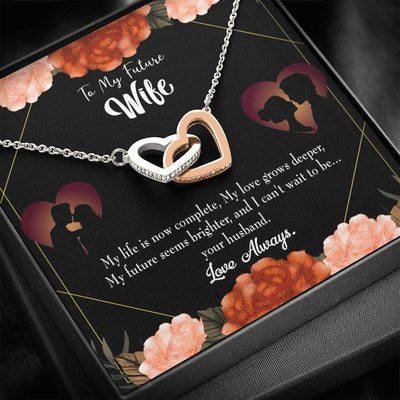 Wife Gift For Wife Birthday To My Future Wife Inseparable Love Pendant 18k Rose Gold Finish 16� - Interlocking Hearts Necklace