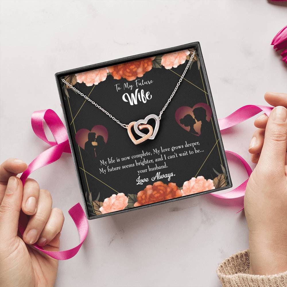 Wife Gift For Wife Birthday To My Future Wife Inseparable Love Pendant 18k Rose Gold Finish 16� - Interlocking Hearts Necklace