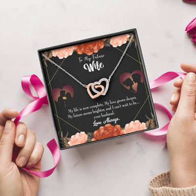 Wife Gift For Wife Birthday To My Future Wife Inseparable Love Pendant 18k Rose Gold Finish 16� - Interlocking Hearts Necklace