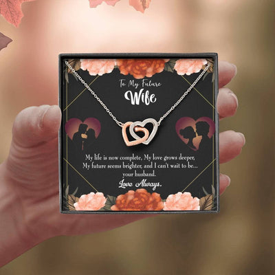 Wife Gift For Wife Birthday To My Future Wife Inseparable Love Pendant 18k Rose Gold Finish 16� - Interlocking Hearts Necklace