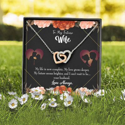 Wife Gift For Wife Birthday To My Future Wife Inseparable Love Pendant 18k Rose Gold Finish 16� - Interlocking Hearts Necklace