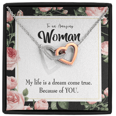 Wife Gift For Wife Birthday Dream Come True Inseparable Love Pendant 18k Rose Gold Finish 16� - Interlocking Hearts Necklace