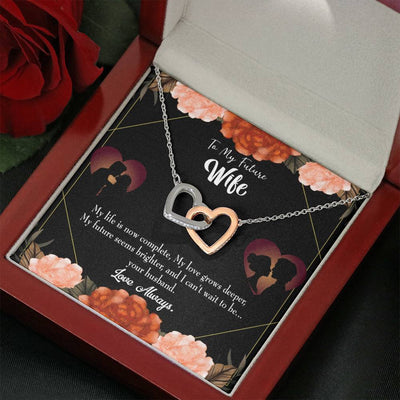 Wife Gift For Wife Birthday To My Future Wife Inseparable Love Pendant 18k Rose Gold Finish 16� - Interlocking Hearts Necklace