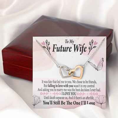 To My Future Wifebest Decision Inseparable Necklace Pendant 18k Rose Gold Finish 16� - Interlocking Hearts Necklace
