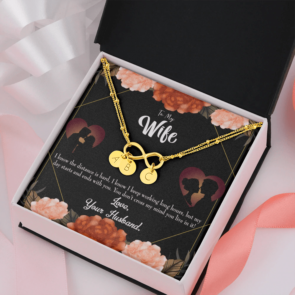 To My Wife Always On My Mind Infinity Bracelet With Initial Charms - Infinity Bracelet