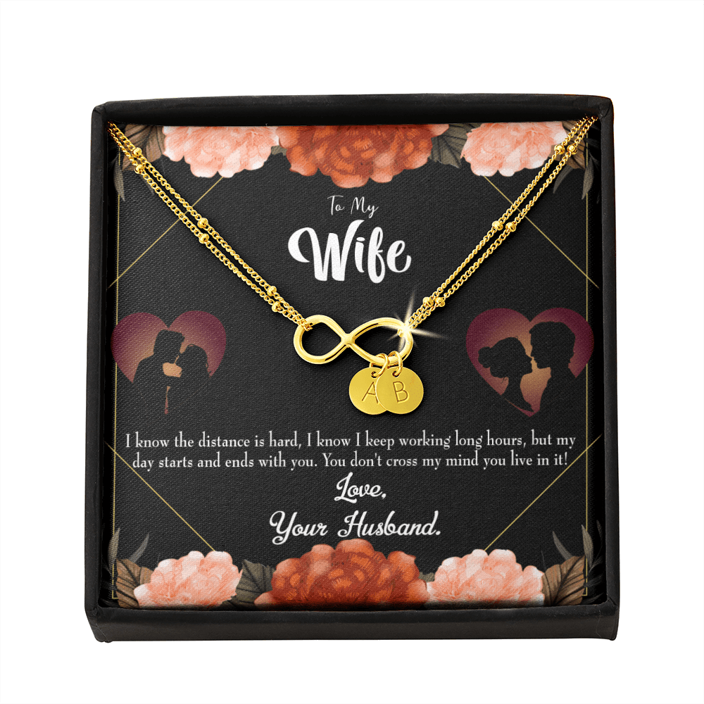 To My Wife Always On My Mind Infinity Bracelet With Initial Charms - Infinity Bracelet