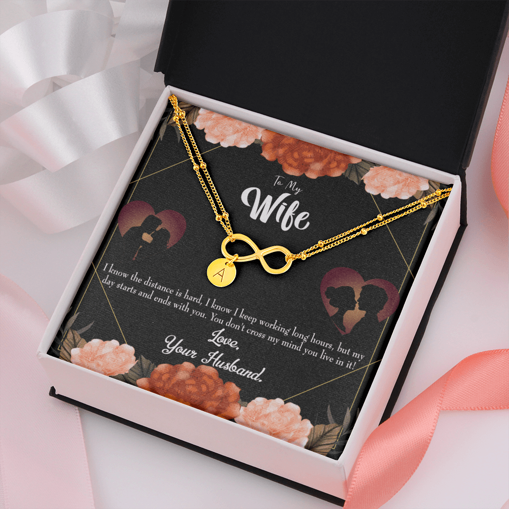To My Wife Always On My Mind Infinity Bracelet With Initial Charms - Infinity Bracelet