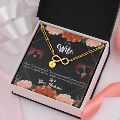 To My Wife Always On My Mind Infinity Bracelet With Initial Charms - Infinity Bracelet